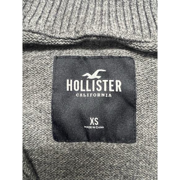 HOLLISTER Quarter Zip Men’s Gray Sweater XS Knit Classic Logo - Picture 5 of 6